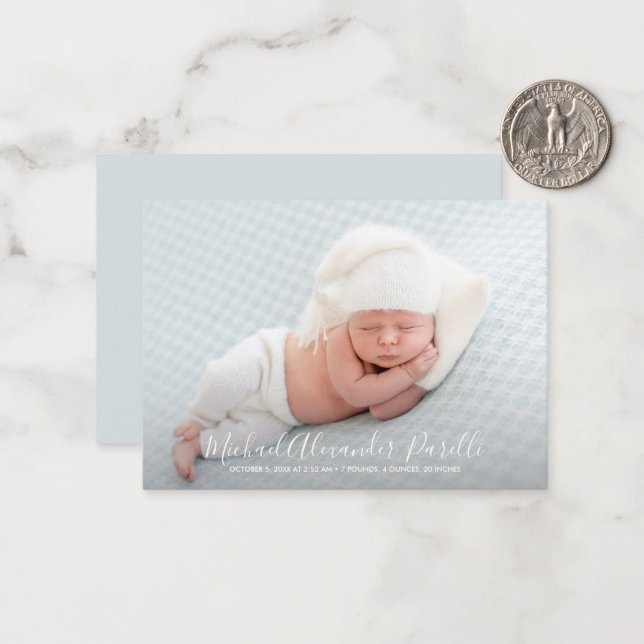 Anuncio de nacimiento de foto bebé simple (Anverso/Reverso In Situ)