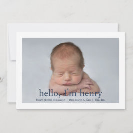 Anuncio de nacimiento de foto blanca y simple