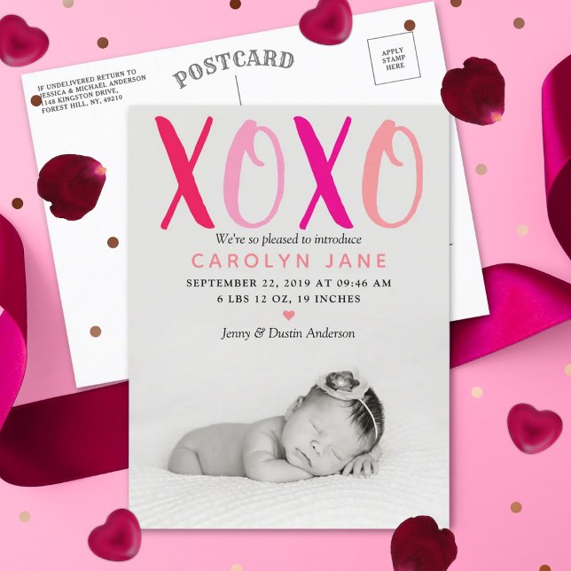 Anuncio de nacimiento de foto con abrazos y besos  (Subido por el creador)