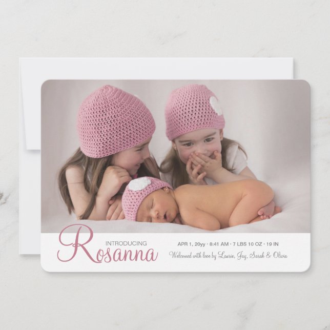 Anuncio de nacimiento de foto con nombre del bebé (Anverso)