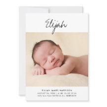 Anuncio de nacimiento de foto con nombre mínimo de