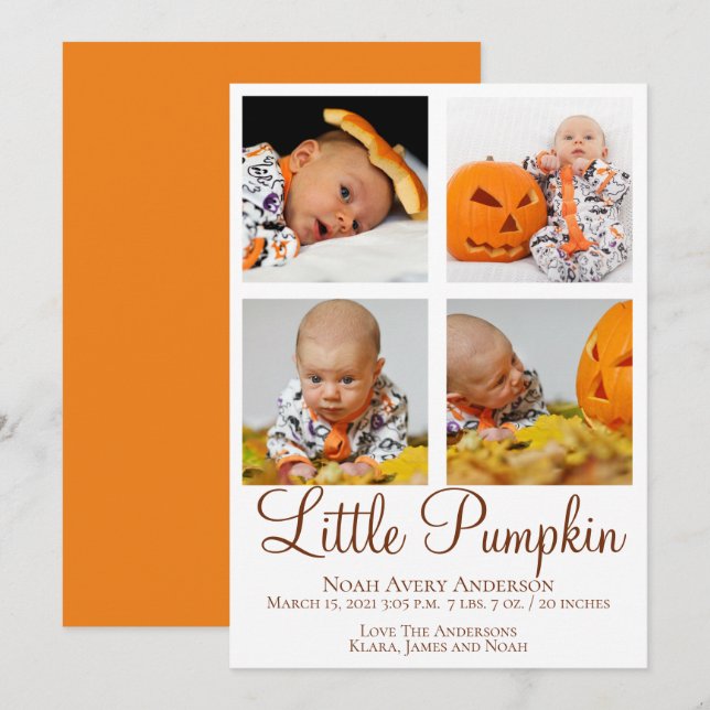 Anuncio de nacimiento de foto de Acción de Gracias (Anverso / Reverso)