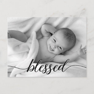 Anuncio de nacimiento de foto de bebé blanco y neg