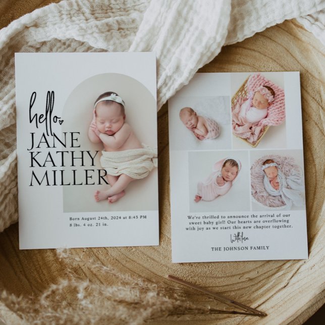 Anuncio de nacimiento de foto de bebé moderada de  (Subido por el creador)