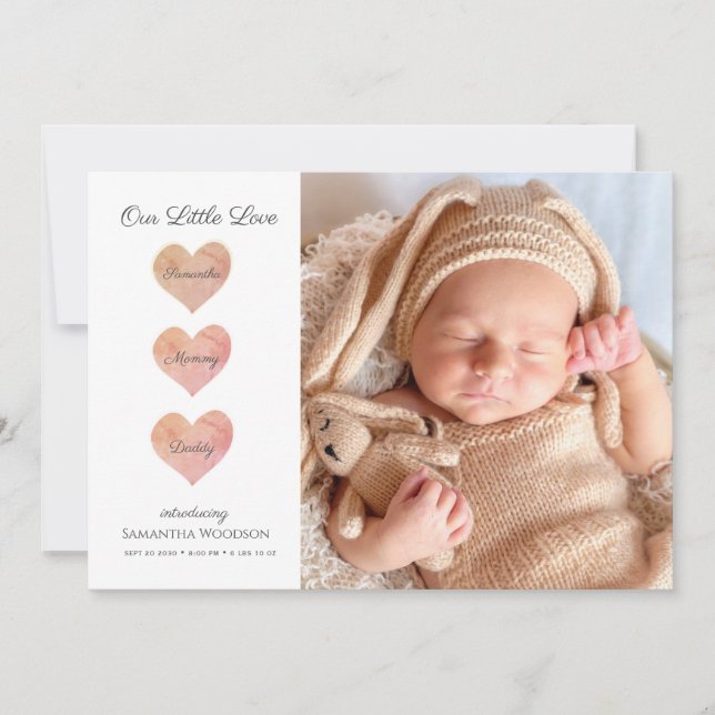 Anuncio de nacimiento de foto de bebé moderno (Anverso)