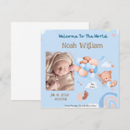 ANUNCIO DE NACIMIENTO DE FOTO DE BEBÉ - OSO DE TED