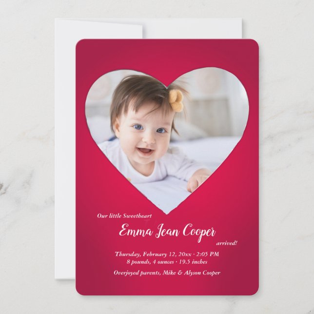 Anuncio de nacimiento de foto de Big Heart (Anverso)
