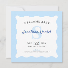 Anuncio de nacimiento de foto de Blue Baby Boy