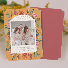 Anuncio de nacimiento de foto de Boho Fall Floral