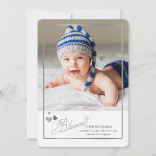 Anuncio de nacimiento de foto de caligrafía bendec