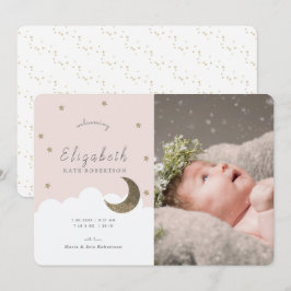 Anuncio de nacimiento de foto de Chica rosa de est