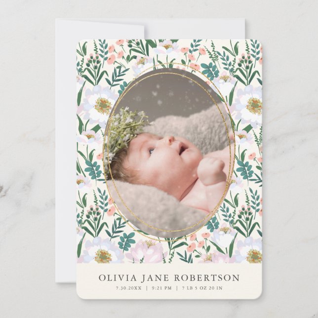 Anuncio de nacimiento de foto de Chica rosado Wild (Anverso)