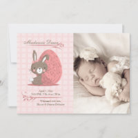 Anuncio de nacimiento de foto de conejito lindo