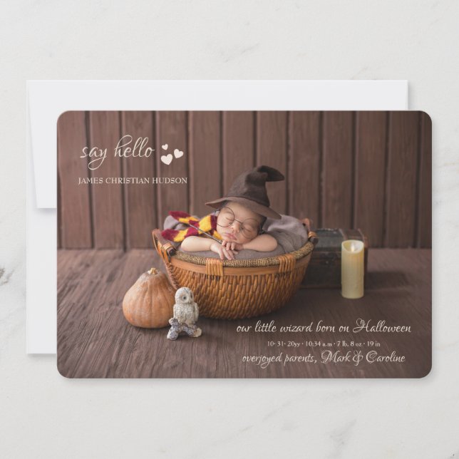 Anuncio de nacimiento de foto de Little Hearts (Anverso)