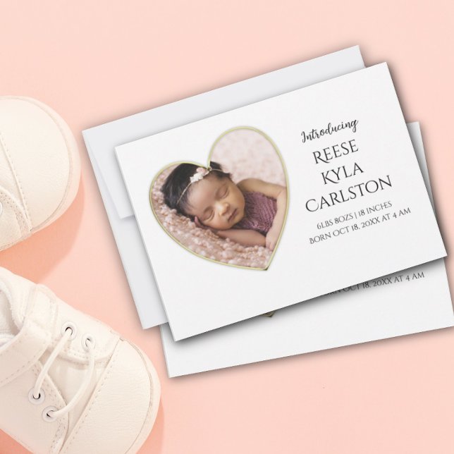 Anuncio de nacimiento de foto de marco de corazón  (Subido por el creador)