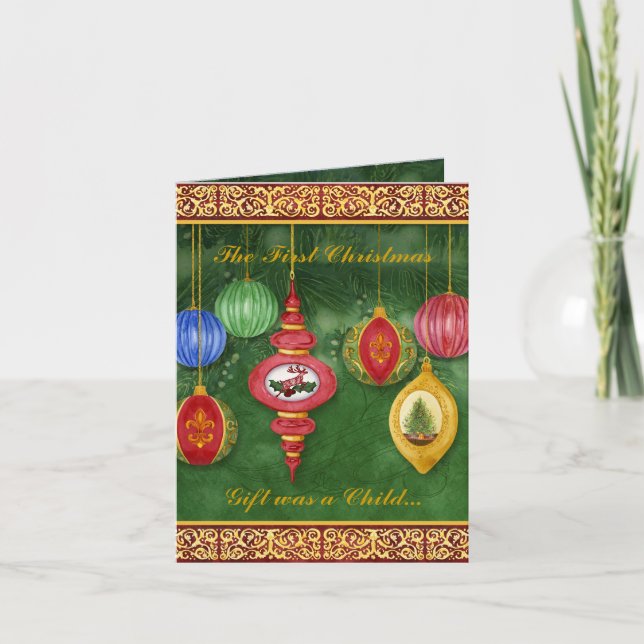 Anuncio de nacimiento de foto de Navidades clásico (Anverso)