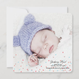Anuncio de nacimiento de foto de niño pequeño cora