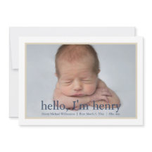 Anuncio de nacimiento de foto de niño simple azul 