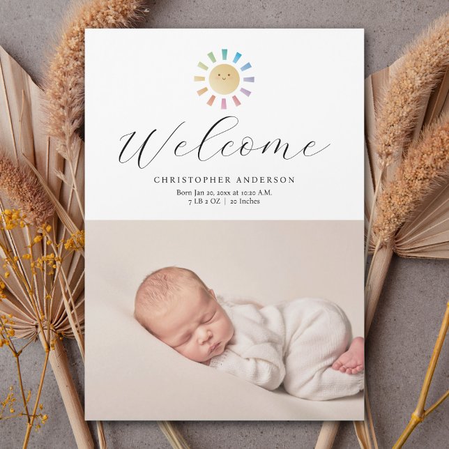 Anuncio de nacimiento de foto de niño soleado mini (Subido por el creador)