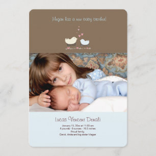 Anuncio de nacimiento de foto de pequeño hermano