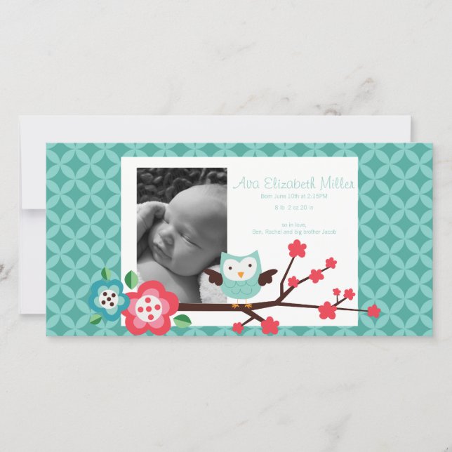 Anuncio de nacimiento de foto de personalizable (Anverso)