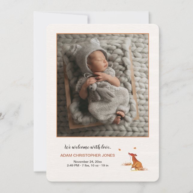 Anuncio de nacimiento de foto de Ref Fox Cub (Anverso)
