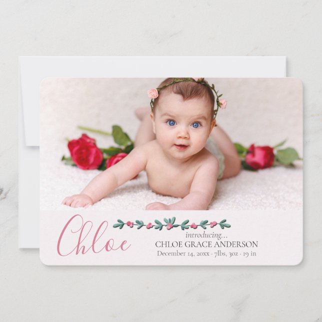 Anuncio de nacimiento de foto dulce y tierna (Anverso)