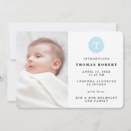 Anuncio de nacimiento de foto en monograma pintado