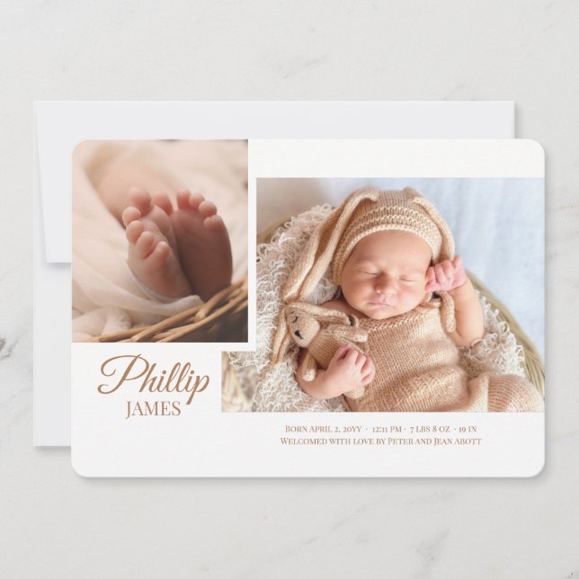 Anuncio de nacimiento de foto manuscrita (Anverso)