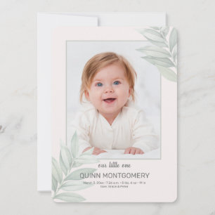 Anuncio de nacimiento de foto marco natural