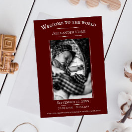 Anuncio de nacimiento de foto Minimalista roja