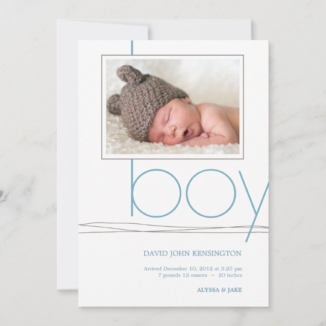 Anuncio de nacimiento de foto Personalizado Oh Boy (Anverso)