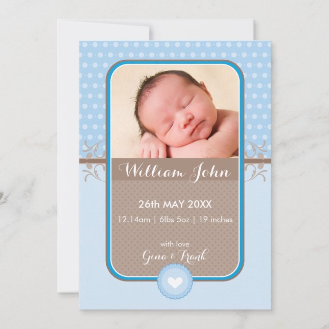 ANUNCIO DE NACIMIENTO DE FOTO PUNTO de polka dulce (Anverso)