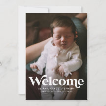 Anuncio de nacimiento de foto rosa de bienvenida e