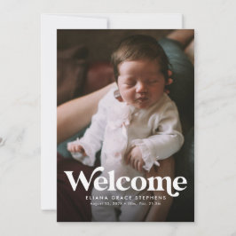 Anuncio de nacimiento de foto rosa de bienvenida e