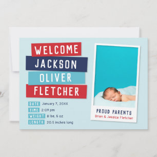 Anuncio de nacimiento de fotos de instantánea roja