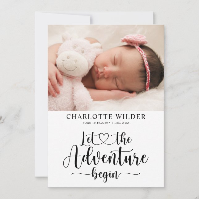 Anuncio de nacimiento de fotos recién nacido (Anverso)