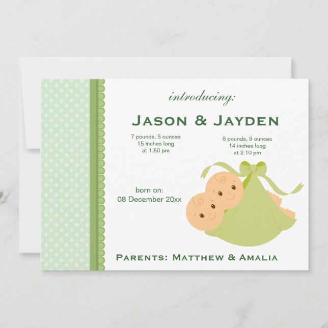 Anuncio de nacimiento de gemelos (Anverso)