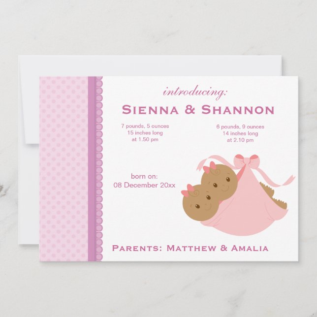 Anuncio de nacimiento de gemelos (Anverso)