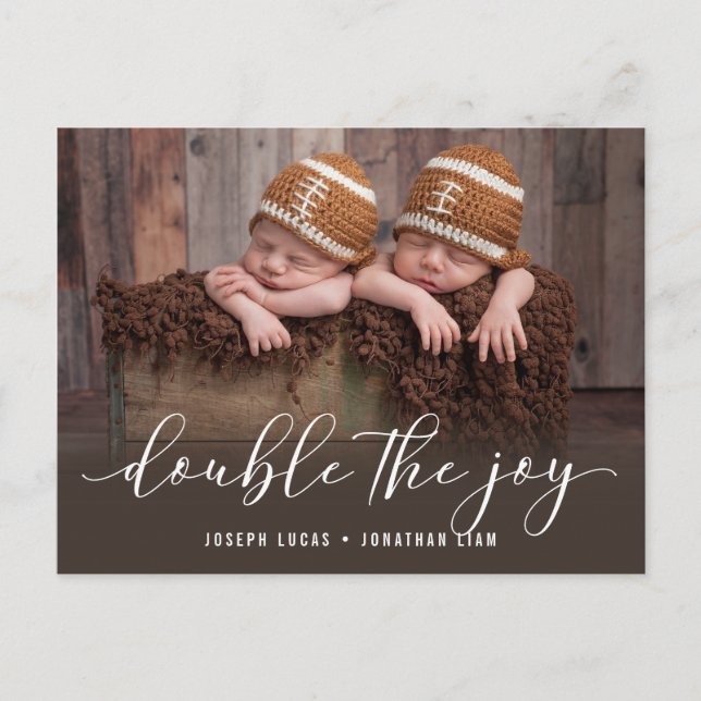 Anuncio de nacimiento de gemelos Double The Joy (Anverso)