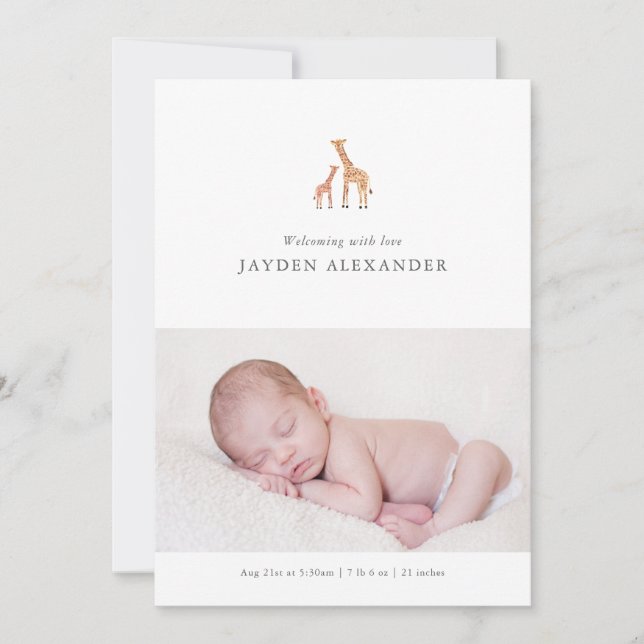 Anuncio de nacimiento de Giraffe (Anverso)
