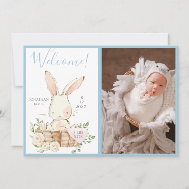 Anuncio de nacimiento de guión de foto de niño beb (Anverso)