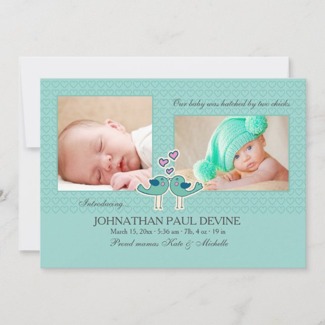 Anuncio de nacimiento de Hatched By Two Chicks Tl  (Anverso)
