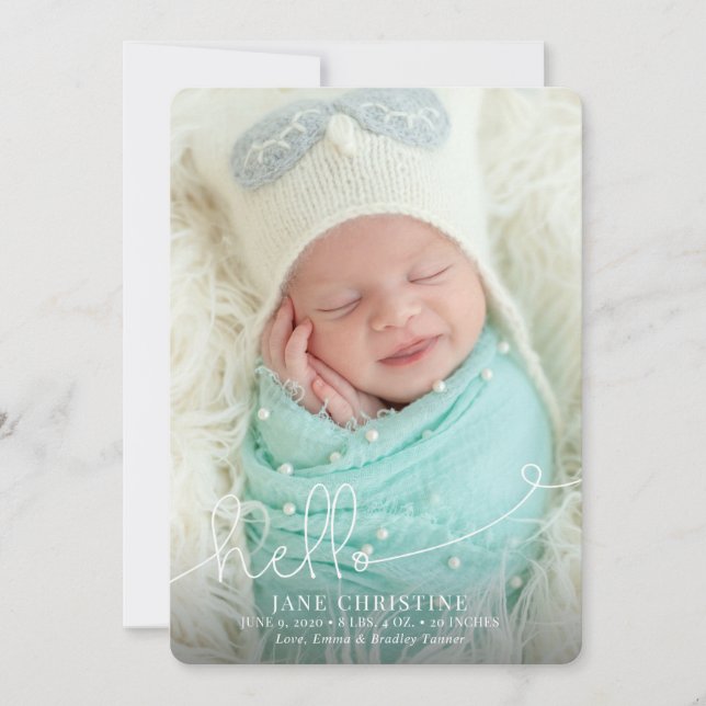 Anuncio de nacimiento de Hello (Anverso)