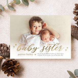 Anuncio de nacimiento de hermanita Little Hearts