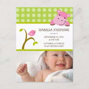 Anuncio de nacimiento de Hippo y Birdie Baby Girl