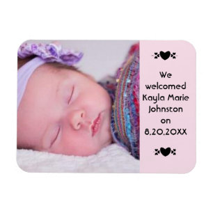 Anuncio de nacimiento de imán fotográfico de recié