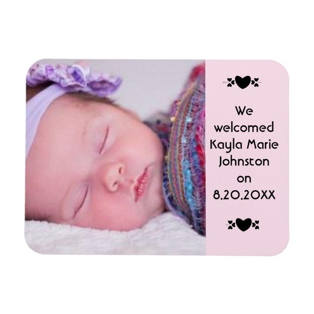 Anuncio de nacimiento de imán fotográfico de recié (Horizontal)