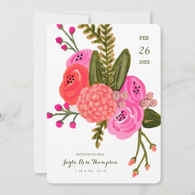 Anuncio de nacimiento de jardín vintage (Anverso)