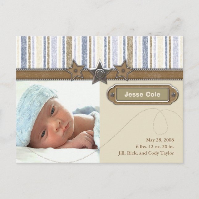 Anuncio de nacimiento de Jesse Cole (Anverso)